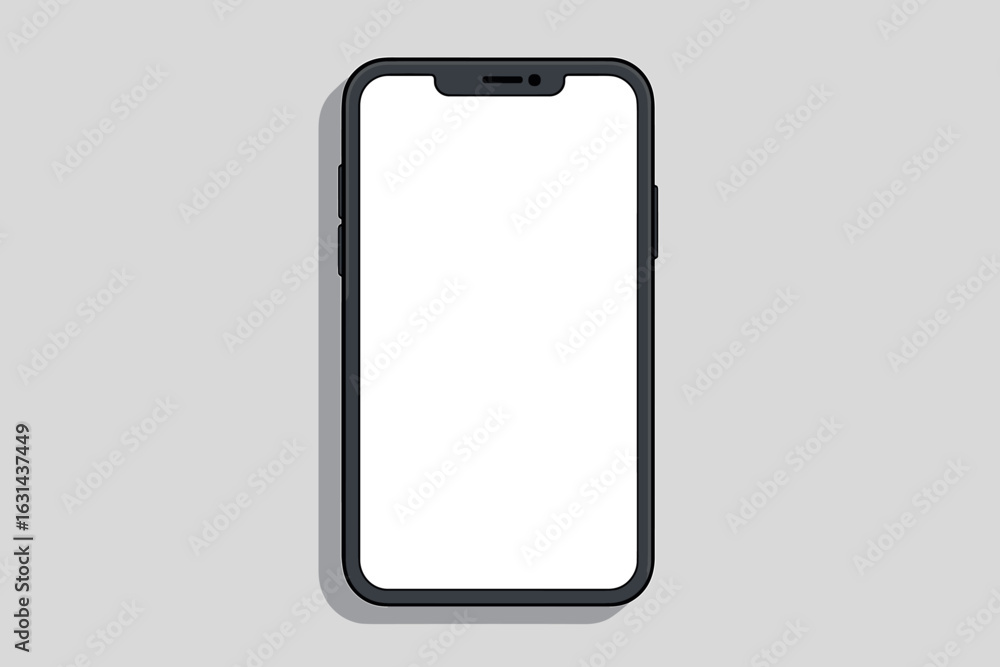 Poster smartphone mockup with blank screen for app or web design. mobile phone vector illustration in flat 