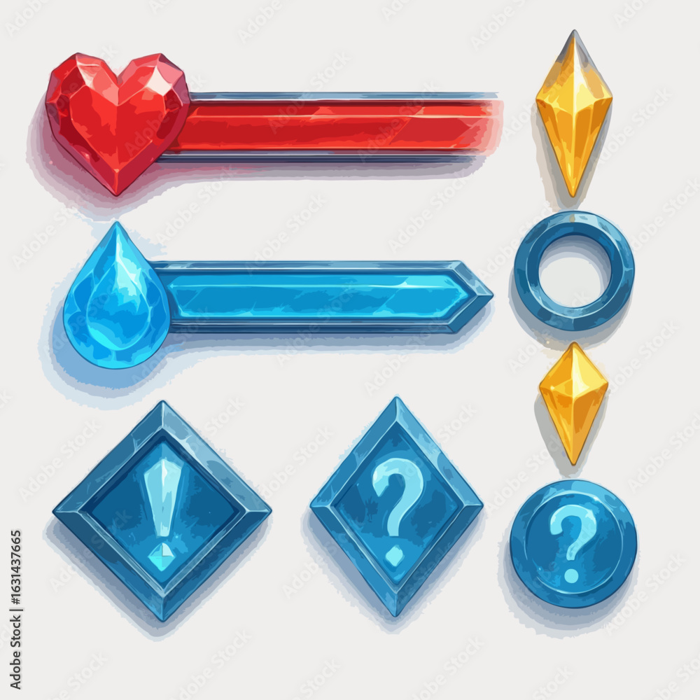 Poster a set of rpg ui elements on a white background