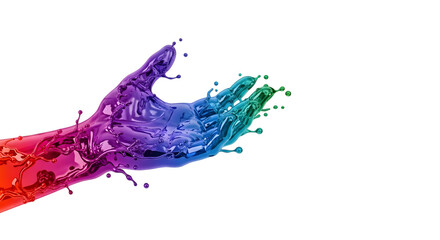 Vibrant Colorful Hand Splashing on Transparent Background