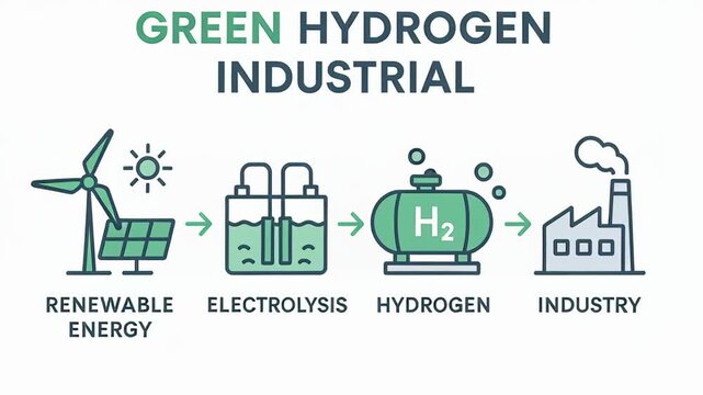 Green hydrogen industrial process uses renewable energy and electrolysis to produce clean fuel for industry with sustainable impact and innovation