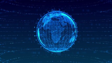 Digital earth rotating social future technology business 3d global network animation. grid data background. 5G smart deep tech space AI big data fintech web3 blockchain crypto money internet of things - Powered by Adobe