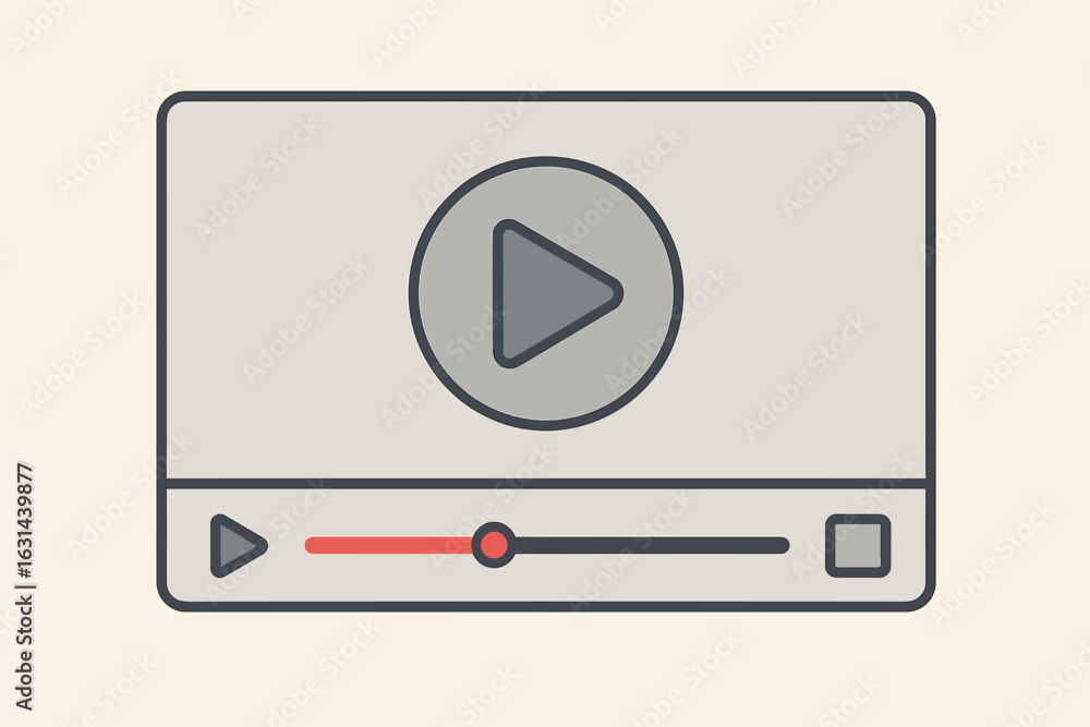 Poster video player interface vector. media player ui concept for web. online movie, film, video software t