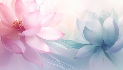 A gentle vertical abstract filled with pastel gradients and petal-like shapes
