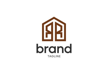 Minimalist Geometric Letter R House Roof Real Estate Logo Design