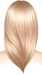 Fototapeta premium Rear view of long, light blonde hair styled in a smooth, flowing, single-layered, slightly asymmetrical cut
