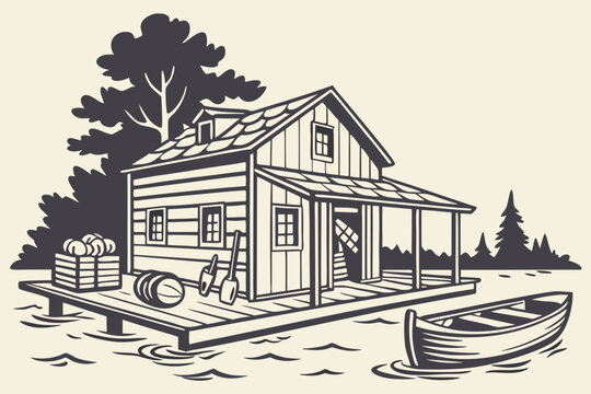 A rustic bait shop on the edge of Lake Wedowee with hand-painted signs and fishing gear.