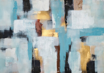 Abstract multicolor painting wtih grunge texture on canvas. Artwork mix brush stroke, splash color and oil, acrylic paint element. Modern contemporary art  for wallpaper background