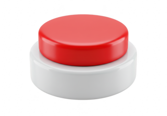 Red round button isolated on transparent background
