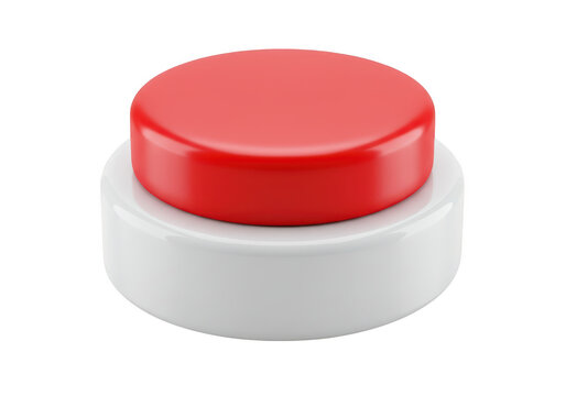 Red round button isolated on transparent background