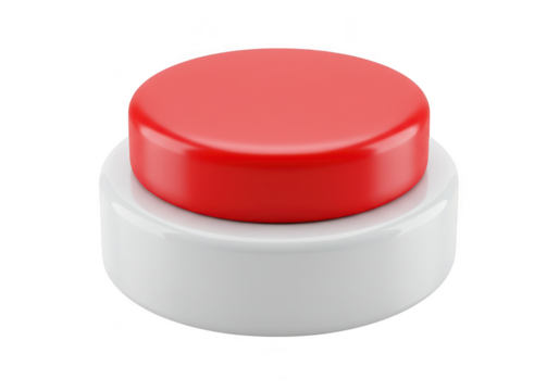 Red round button isolated on transparent background