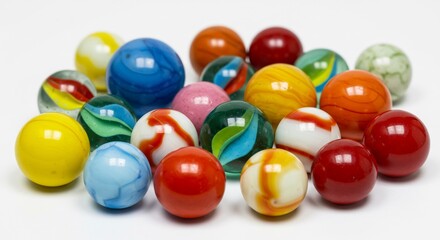 Obraz premium Billes color�es brillent intens�ment lumi�re douce collection ludique joyeuse. AI Generated