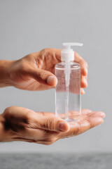 Hand sanitizer gel application for personal hygiene during daily routines