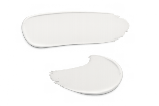 White paint brush strokes intersecting, creating dynamic artistic composition against transparent background, ideal for graphic design elements