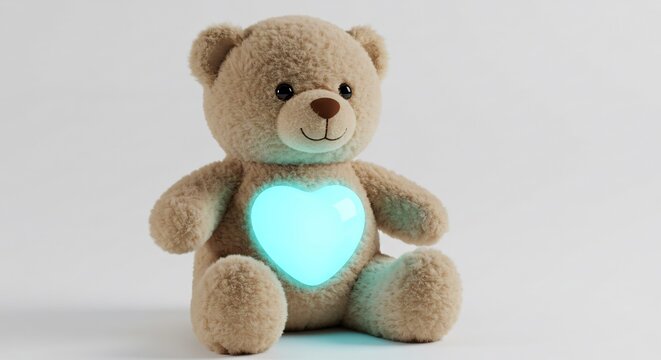 Ourson beige lumineux douce lumiere nuit apaisante. AI Generated