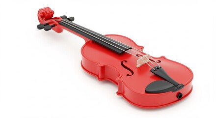 Violon rouge vif pose elegante lumiere douce. AI Generated