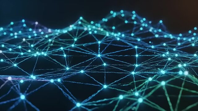 Abstract Network Connection Glowing Nodes and Lines, Digital Connectivity Background