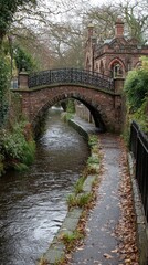 Canal bridge, autumnal scene