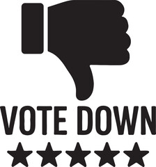 Silhouette vector of a vote down icon, thumbs down symbol for disapproval, dislike, or negative rating