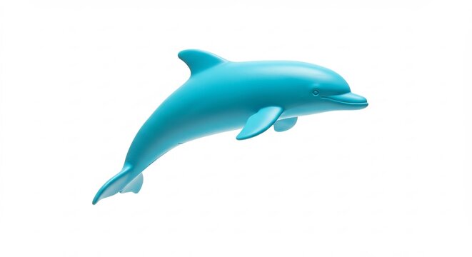 Dauphin bleu vif saute fond blanc lumi�re douce. AI Generated