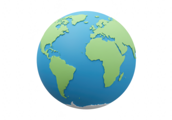 Stylized globe of planet earth isolated on transparent background