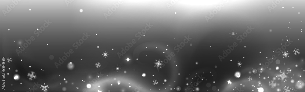 Poster falling shimmer snow png overlay with white snowflakes and glowing particles on transparent bg. wint