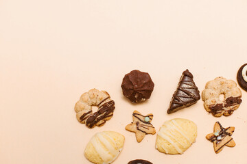cookies on a plain background, Christmas cookies