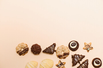 cookies on a plain background, Christmas cookies