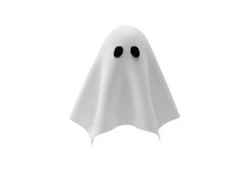 Cute ghost character isolated on transparent background