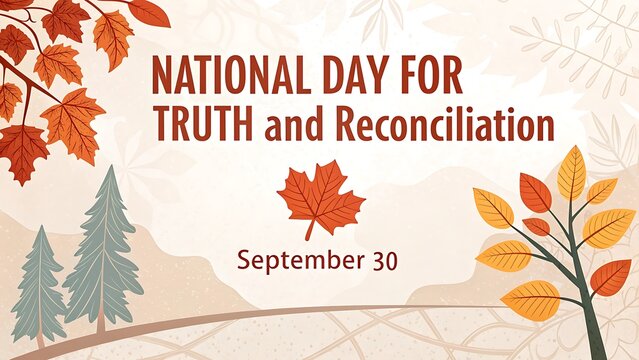National Day for Truth and Reconciliation Poster with Autumn Leaves and September 30 Message