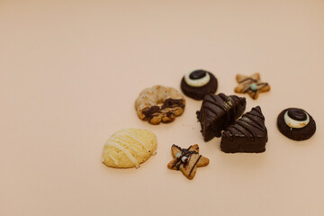 cookies on a plain background, Christmas cookies