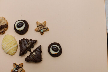 cookies on a plain background, Christmas cookies
