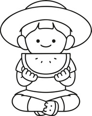 A boy who eats watermelon