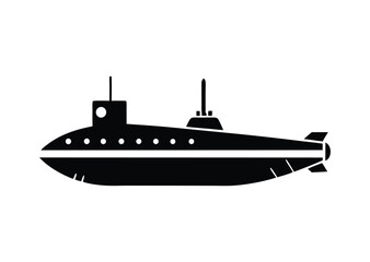 Obraz premium Submarine silhouette black vector white background