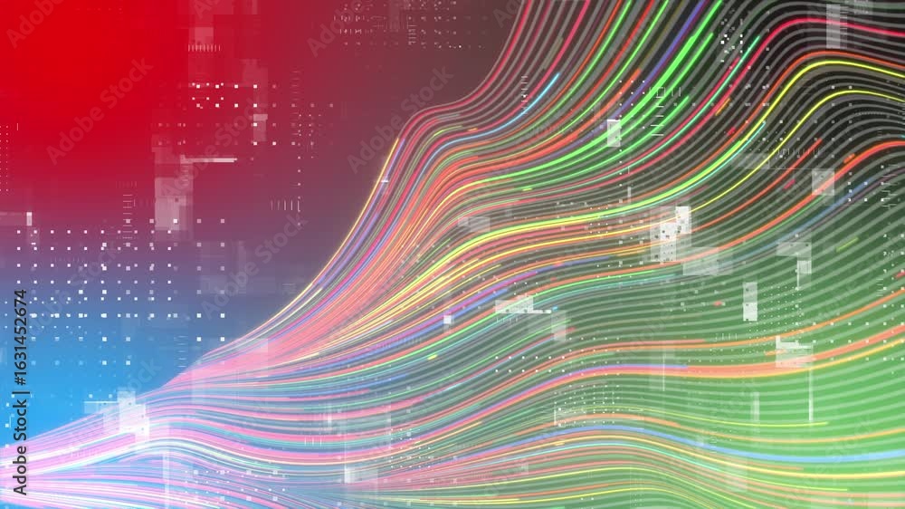 Poster colourful digital data wave with dynamic lines hi-tech design dark technology background