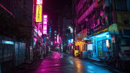 Urban Nightlife Neon. Neon-lit street photography capturing nightlife and city vibrance, blending moody aesthetics with a bold color palette.