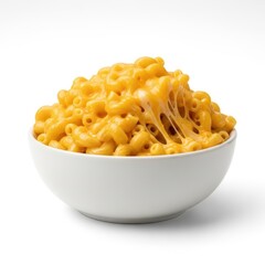 Creamy macaroni and cheese in a white bowl