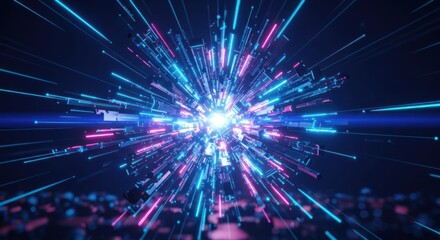 Naklejka premium Abstract Blurring lines of light emanating from center core