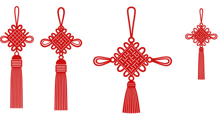 A red Chinese knot tassel, illustration vector.