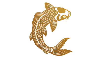 Slender golden koi fish swim in circular motion.