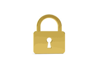 Golden lock, flat vector silhouette, cybersecurity and privacy symbol, Illustrator vector.