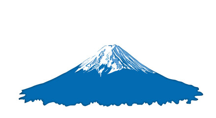  A blue Mount Fuji with minimal snow peak, vector illustrator.