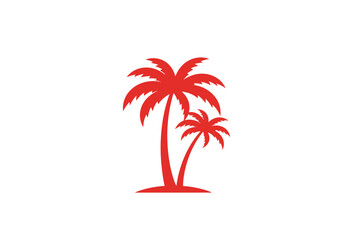 Obraz premium Red palm tree silhouette, tropical beach vibes, holiday symbol. Vector illustrator