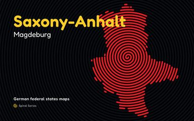 Saxony-Anhalt Spiral Pattern Map with Magdeburg Capital