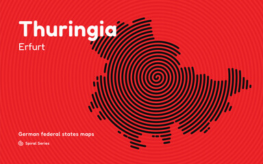 Thuringia Spiral Pattern Map with Erfurt Capital