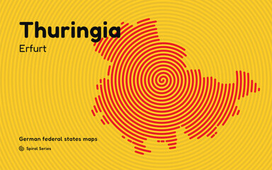 Thuringia Spiral Pattern Map with Erfurt Capital