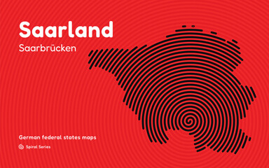 Saarland Spiral Pattern Map with Saarbrücken Capital