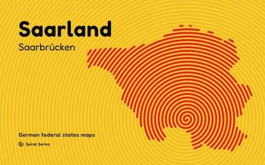 Saarland Spiral Pattern Map with Saarbrücken Capital