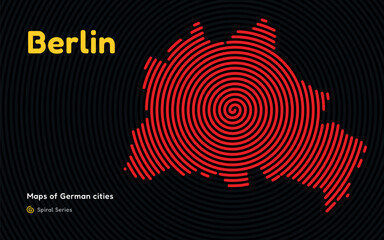 Berlin State Spiral Pattern Map with Berlin Capital 