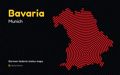 Bavaria State Spiral Pattern Map with Munich Capital