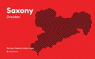 Saxony State Spiral Pattern Map with Dresden Capital 